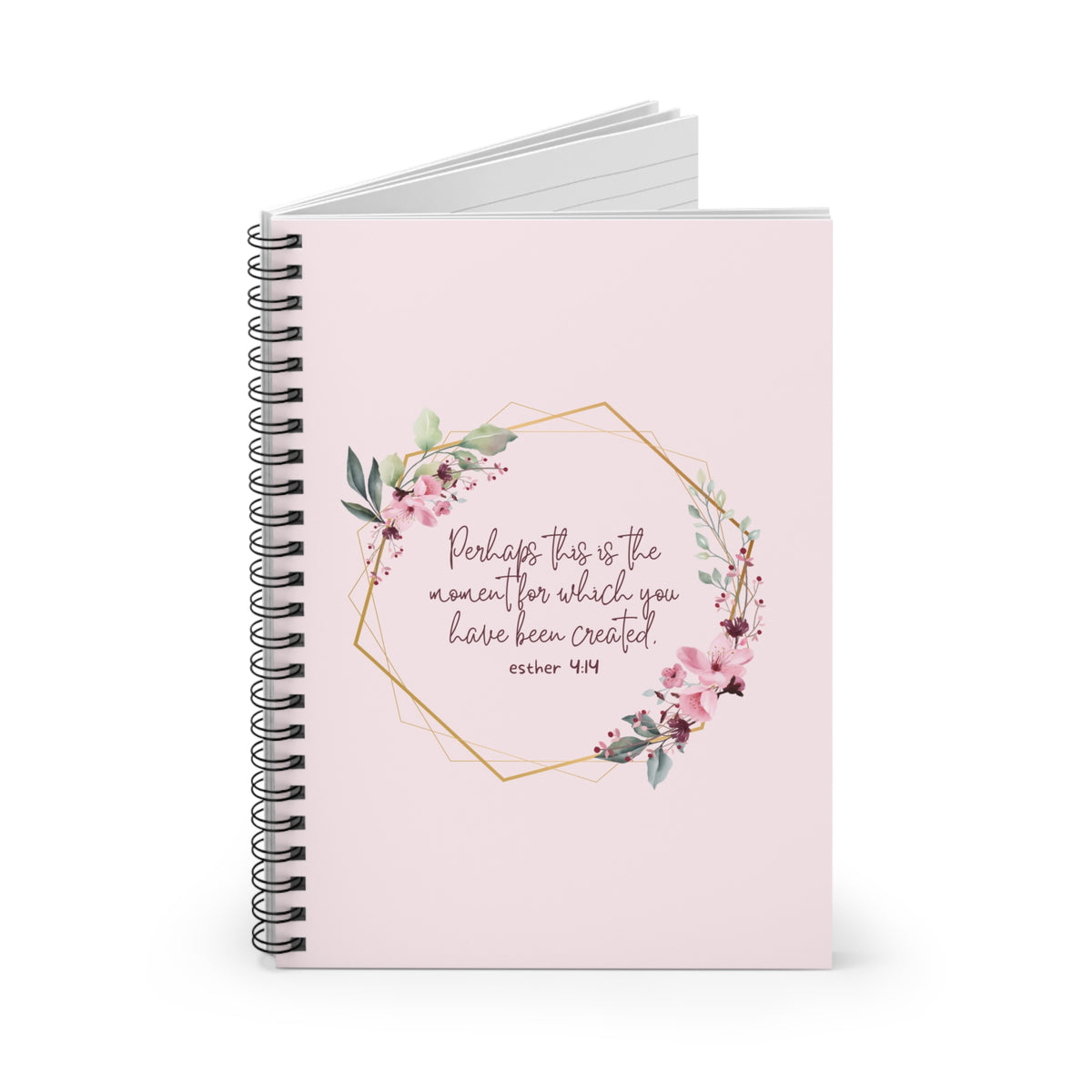 Floral Scripture Spiral Notebook — "Perhaps this is the moment" Ruled Journal