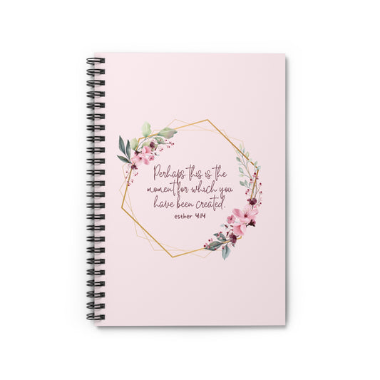 Floral Scripture Spiral Notebook — "Perhaps this is the moment" Ruled Journal