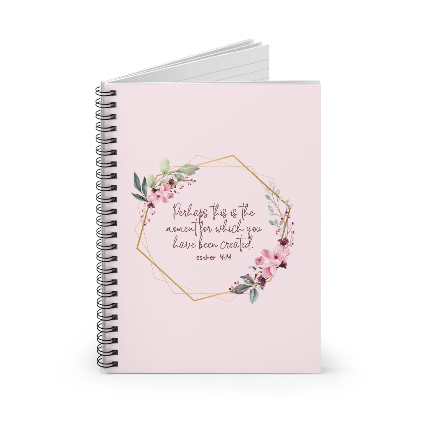 Floral Scripture Spiral Notebook — "Perhaps this is the moment" Ruled Journal