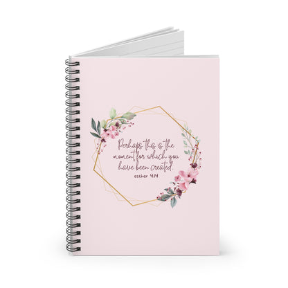 Floral Scripture Spiral Notebook — "Perhaps this is the moment" Ruled Journal